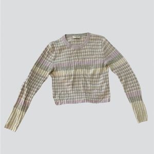 aritzia babaton purple grey jumper knit sweater crewneck crop top long sleeve
